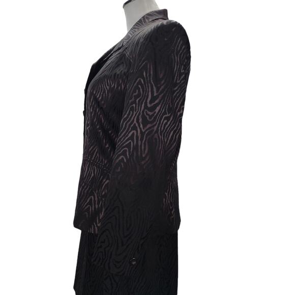 Vth 90s Alberto Makali Moire Skirt Suit Set Size 10 Purple Jacket Mini Pencil - Picture 6 of 12